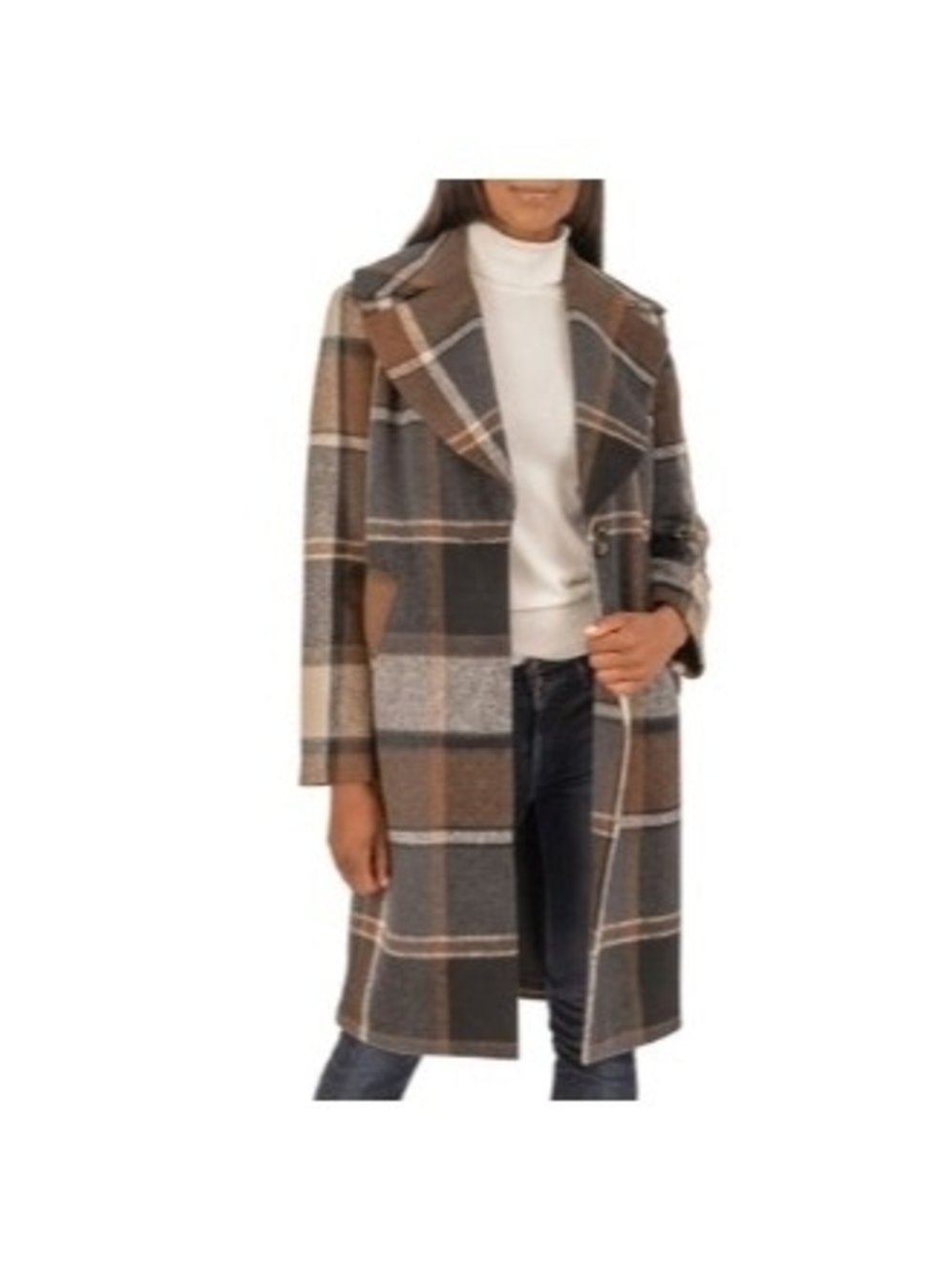 Kensie Plaid Long Coat - NWOT
